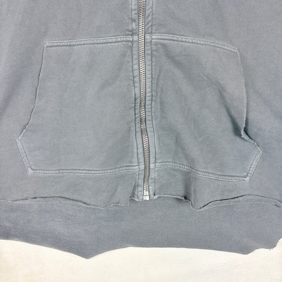 ALLSAINTS Xonda Full Zip Hoodie Women Sz Medium Gray Cotton Distressed Oversized - Picture 5 of 16